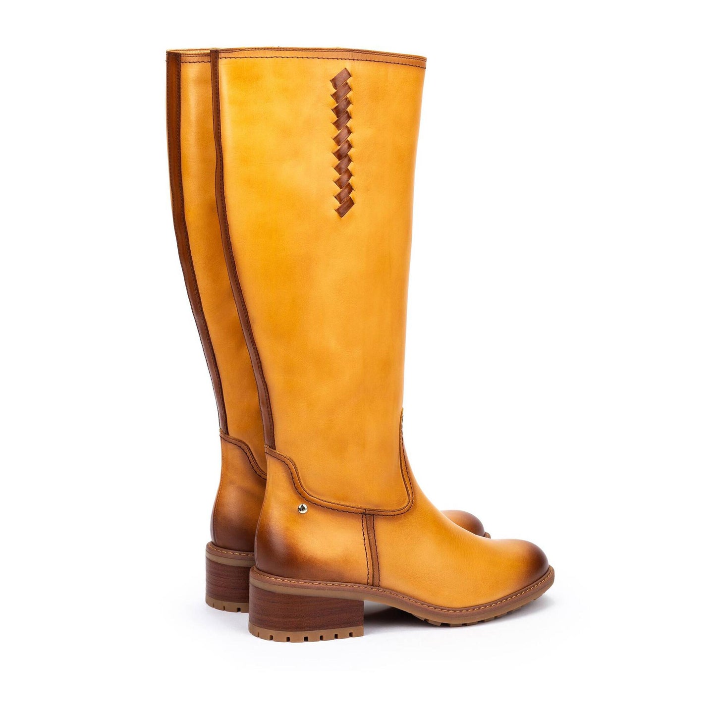 Pikolinos Women's Medina Tall Leather Heeled Boot in Almond