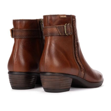 Pikolinos Women's Utiel Heeled Side Zip Leather Ankle Boot in Cuero
