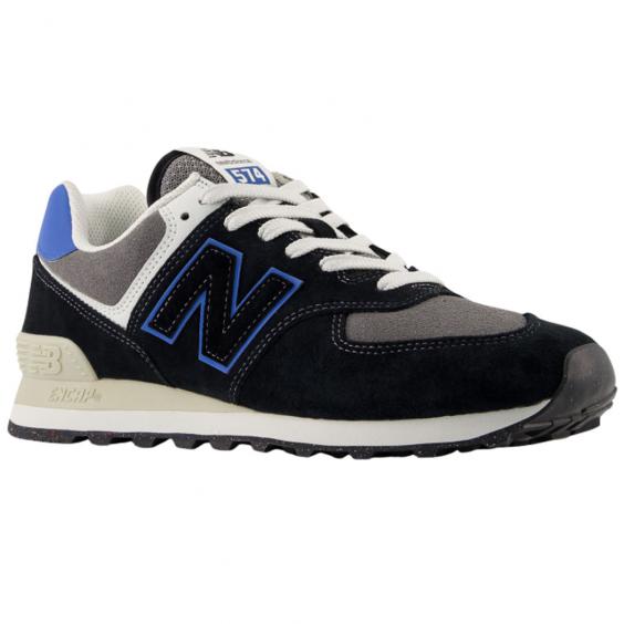 New Balance Men's 574 Sneaker in Black with Blue Agate