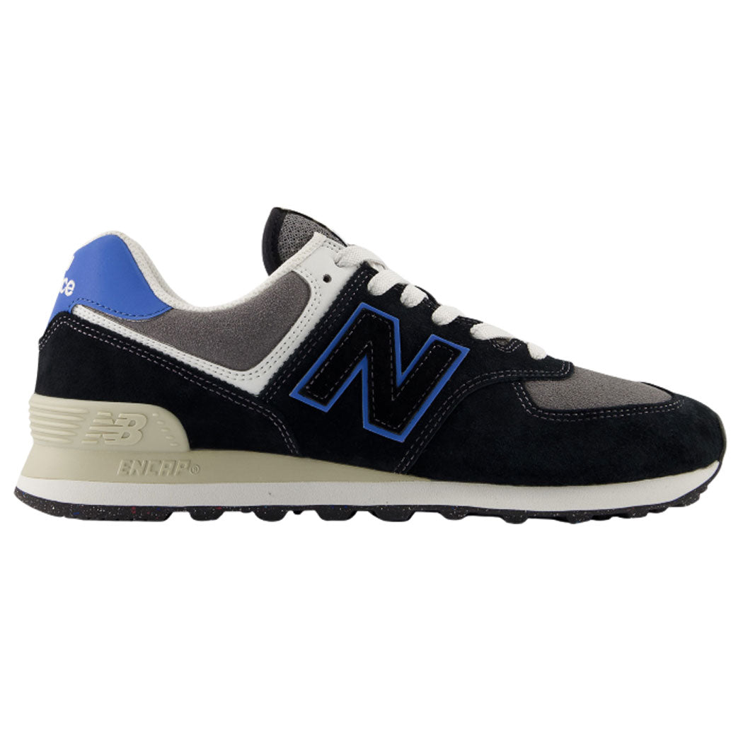 New Balance Men's 574 Sneaker in Black with Blue Agate