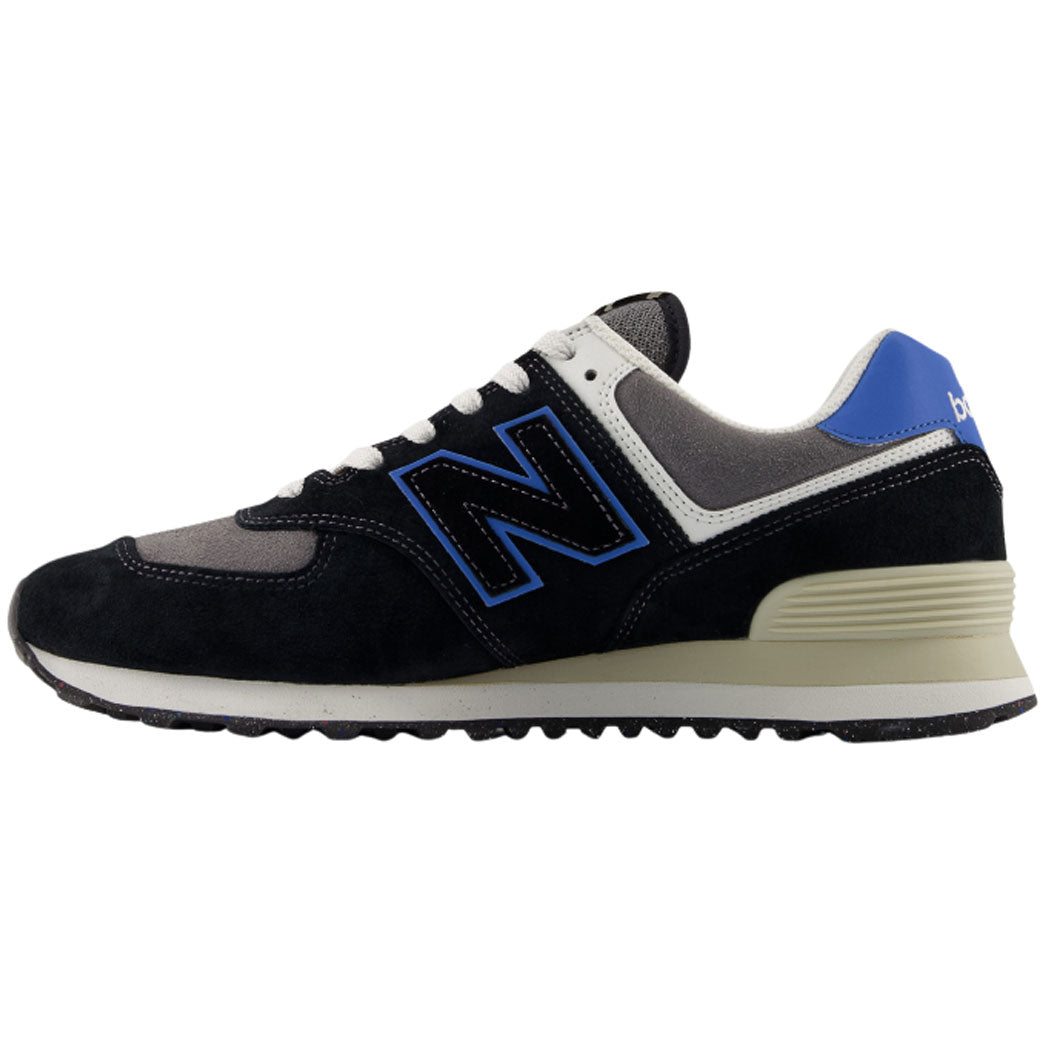 New Balance Men's 574 Sneaker in Black with Blue Agate
