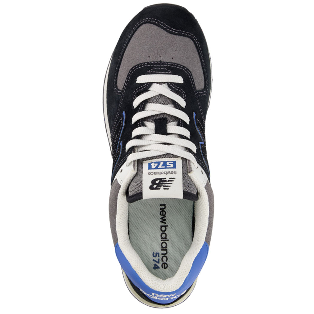 New Balance Men's 574 Sneaker in Black with Blue Agate