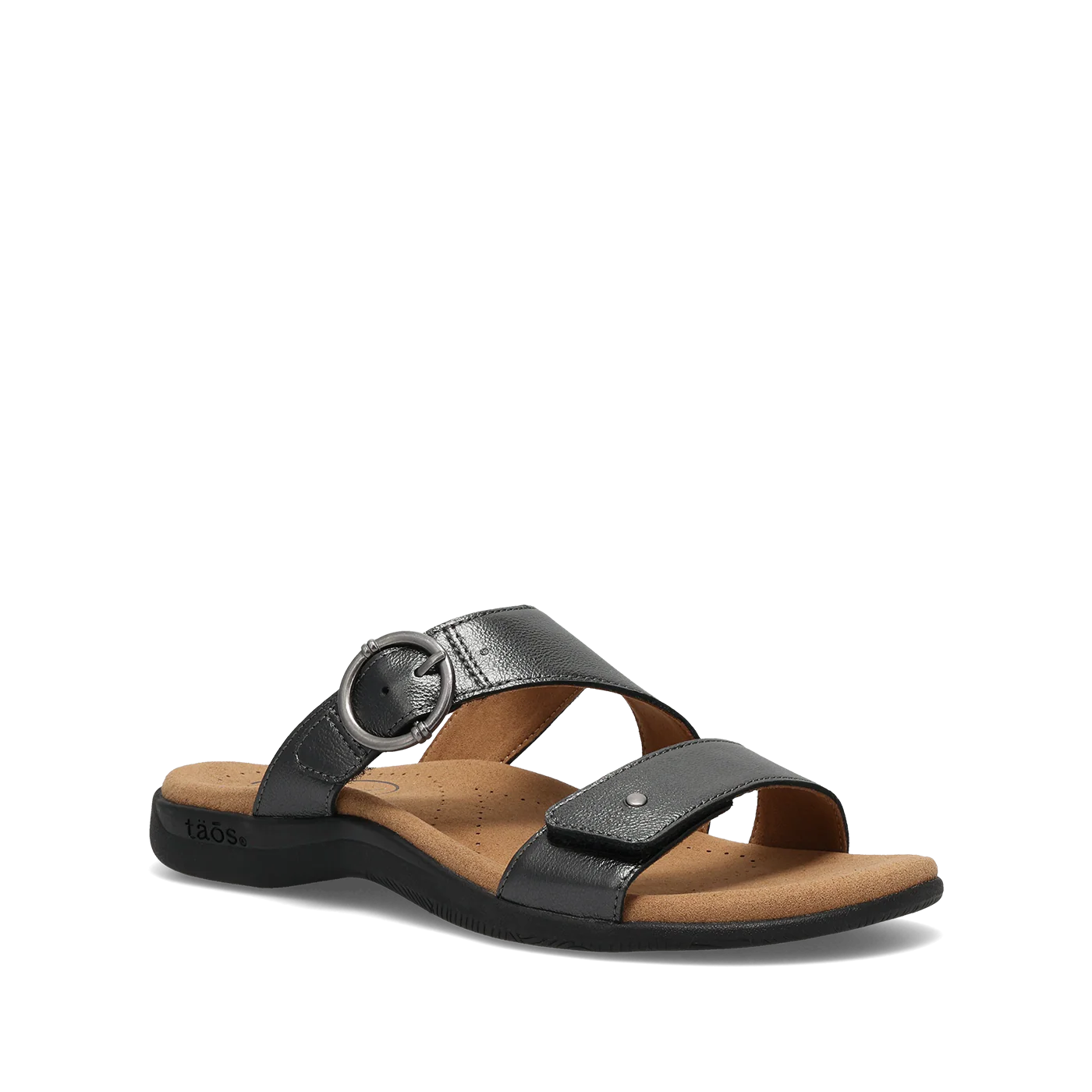 Taos Women's Westside Slip On Slide Sandal in Black Metallic