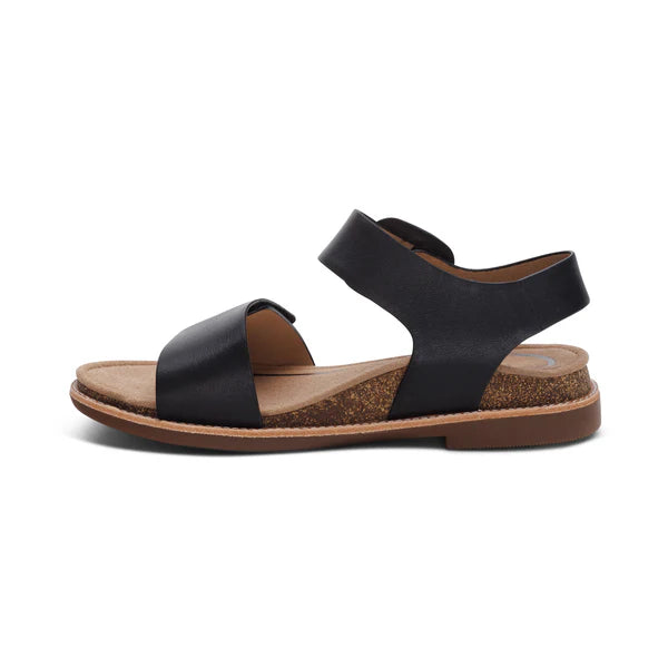 Aetrex Women's Claire Quarter Strap Sandal in Black