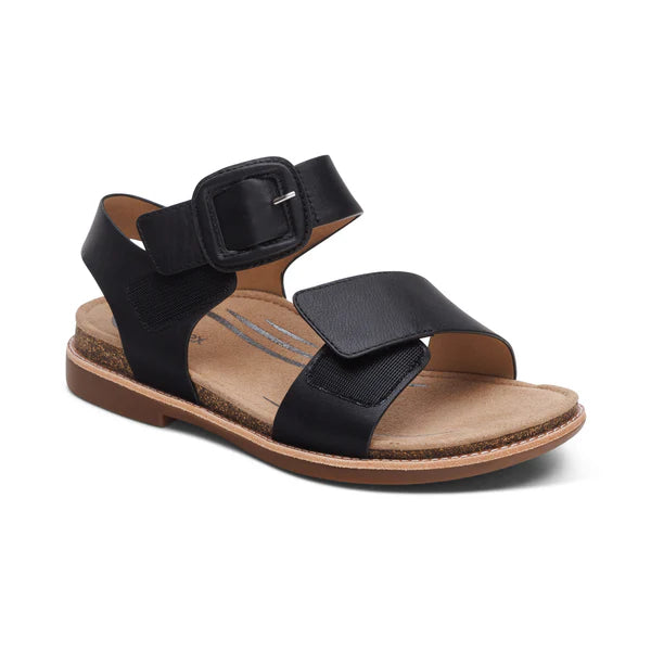 Aetrex Women's Claire Quarter Strap Sandal in Black