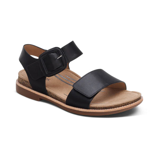 Aetrex Women's Claire Quarter Strap Sandal in Black