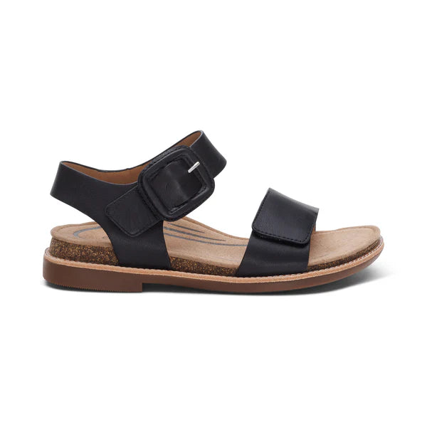 Aetrex Women's Claire Quarter Strap Sandal in Black