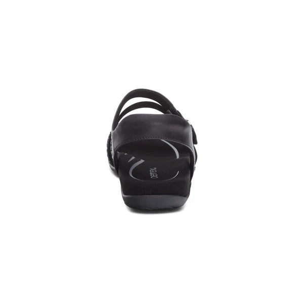 Aetrex Women's Jess Adjustable Quarter Strap Sandal in Black Sparkle