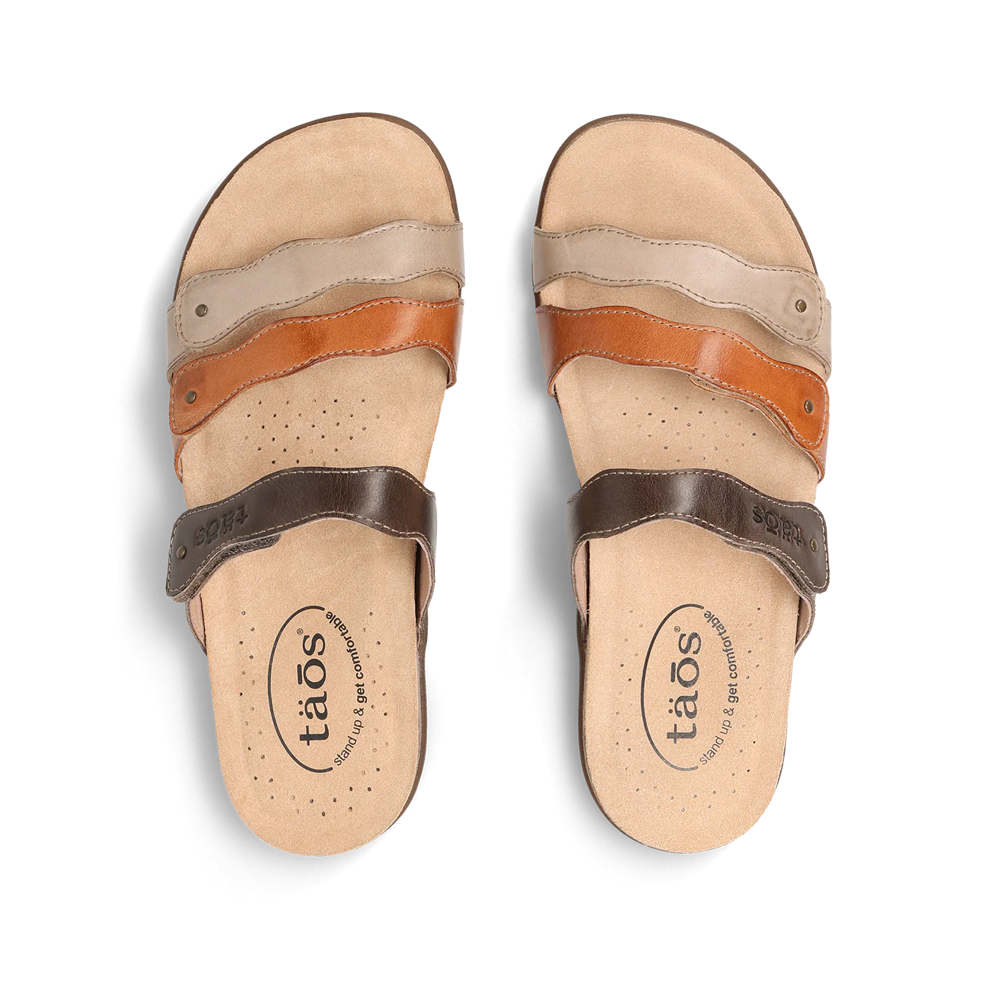 Taos Women's Scribble Slip On Slide Sandal in Brown Multi