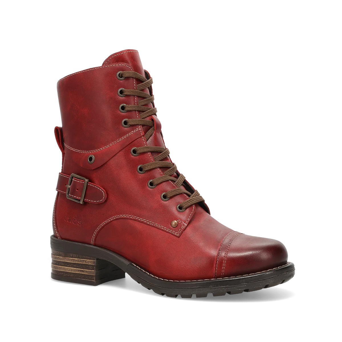 Taos Women's Crave Side Zip Lace Boot in Red Vintage Leather
