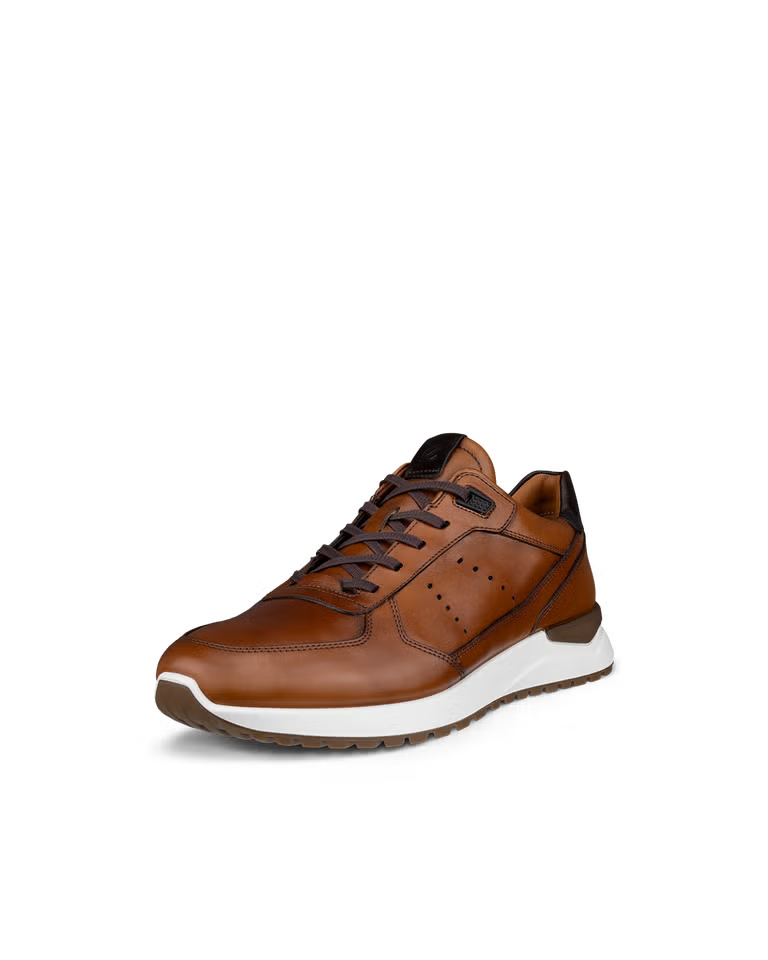 ECCO Men's Astir Neo Leather Sneaker in Brown Saddle/Cocoa