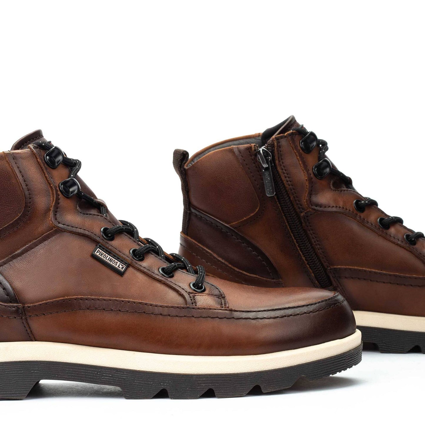 Pikolinos Men's Vigo Side Zip Lace Boot in Cuero Dark Tan