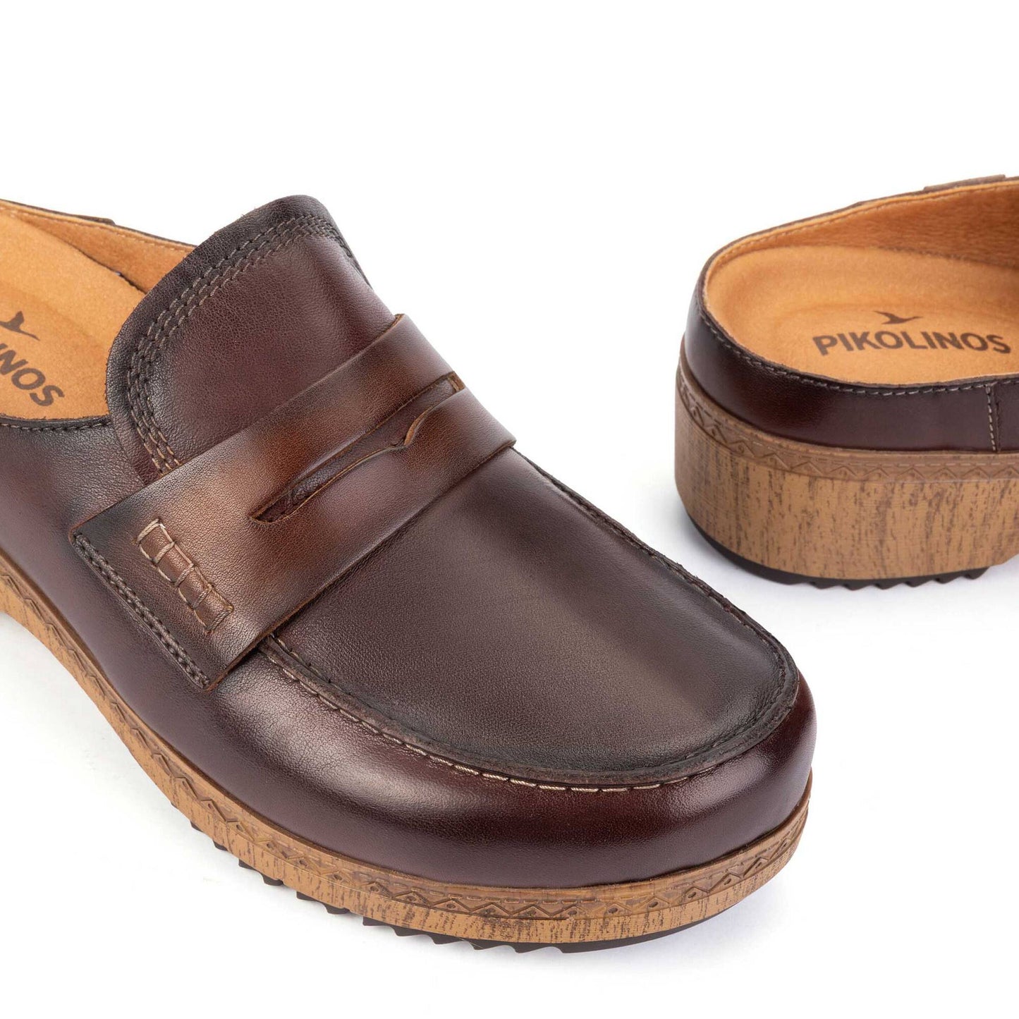 Pikolinos Women's Granada Penny Loafer Clog in Caoba Brown