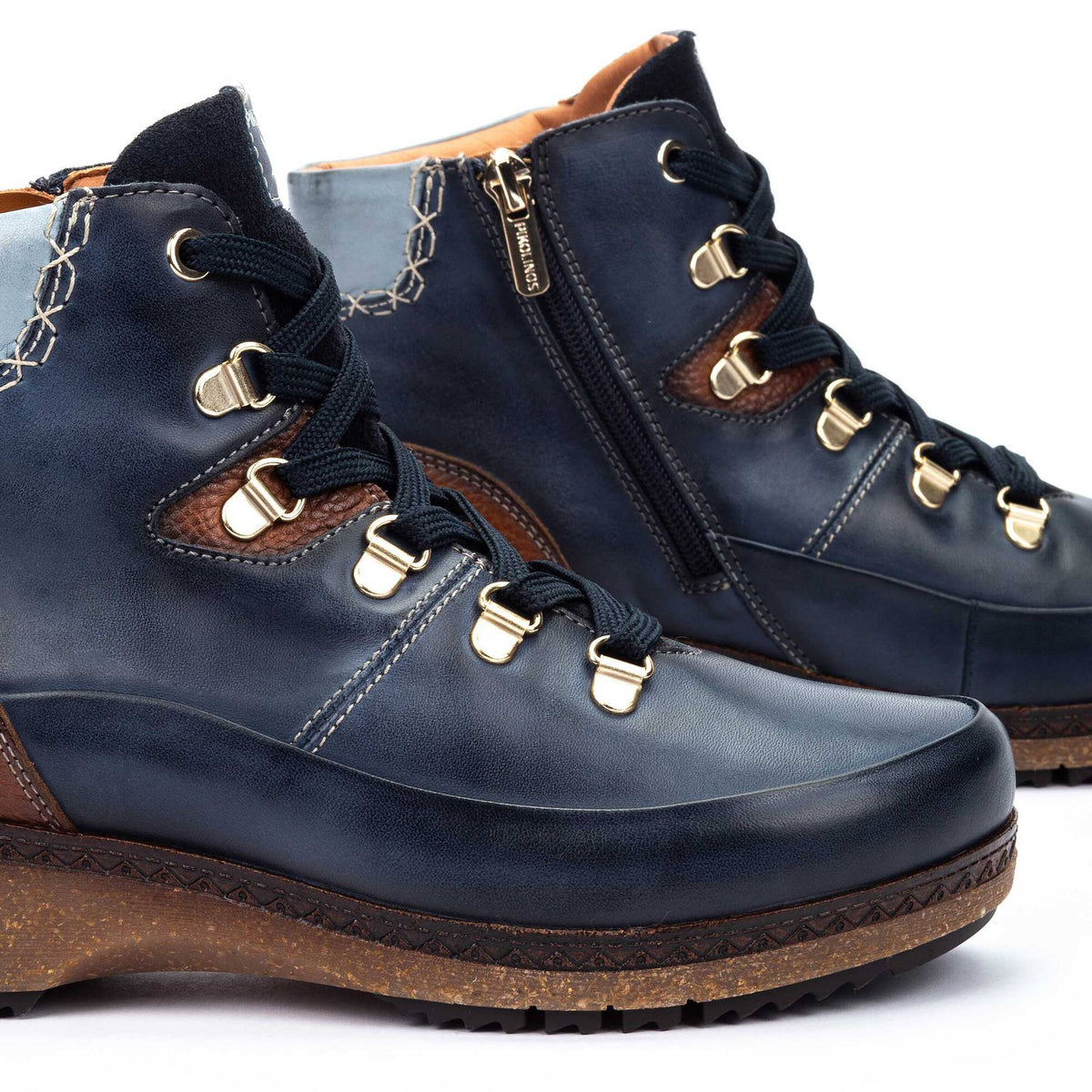 Pikolinos Women's Granada Side Zip Lace Boot in Blue