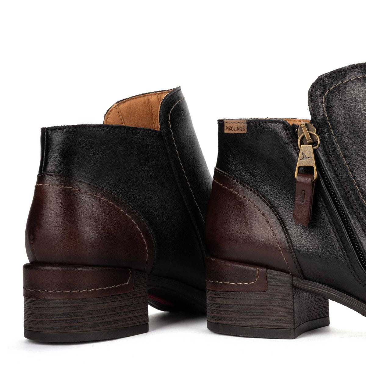 Pikolinos Women's Malaga Low Side Zip Heeled Boot in Black