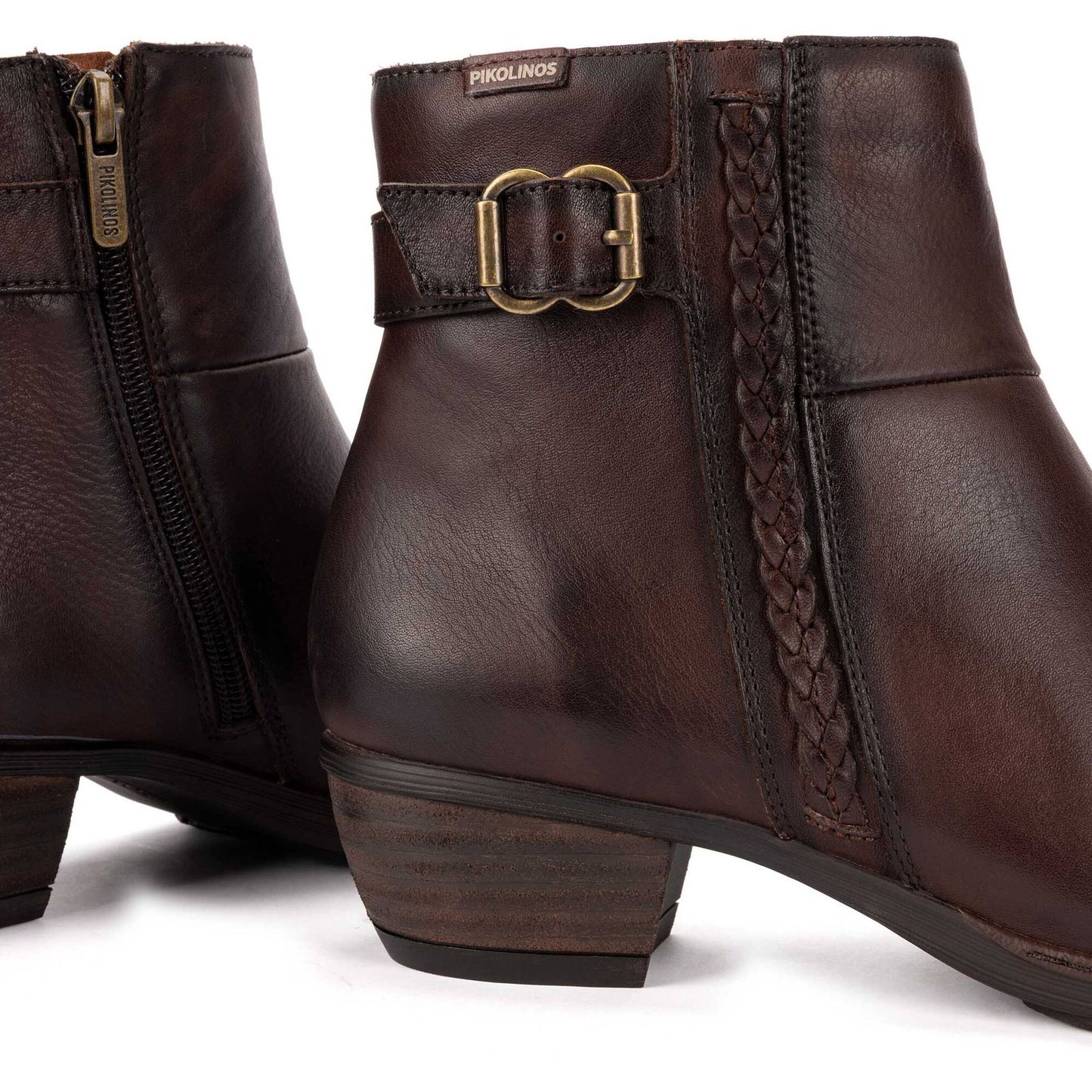 Pikolinos Women's Utiel Low Side Zip Heeled Boot in Caoba