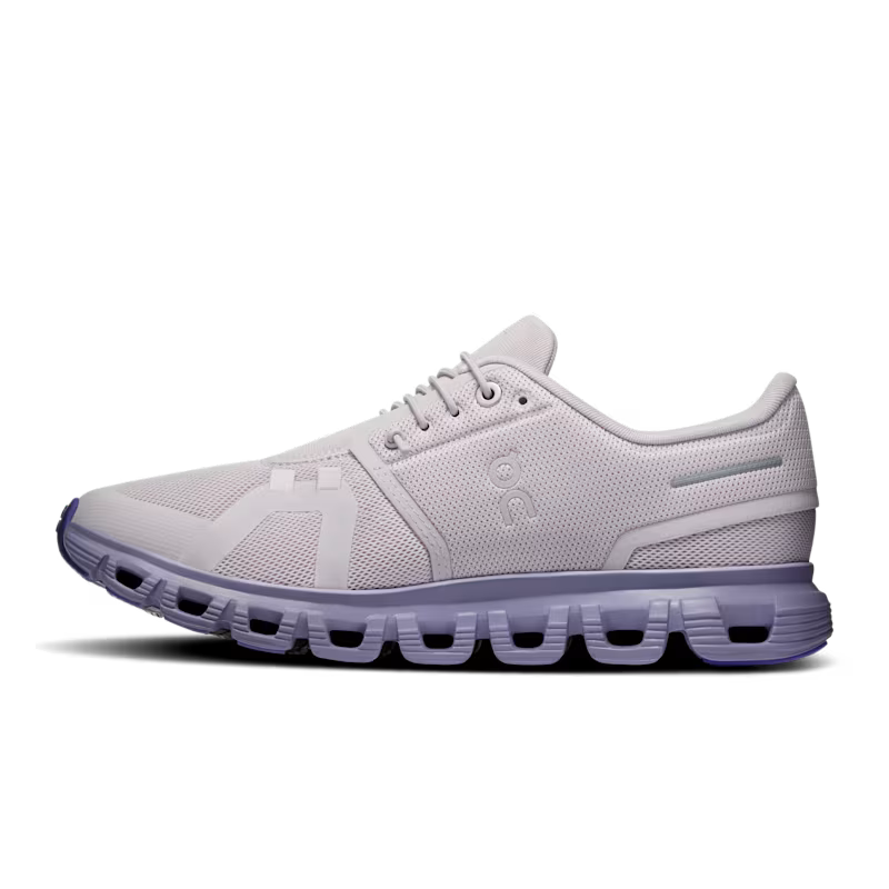 On Women's Cloud 6 Sneaker in Ether/Tyrian