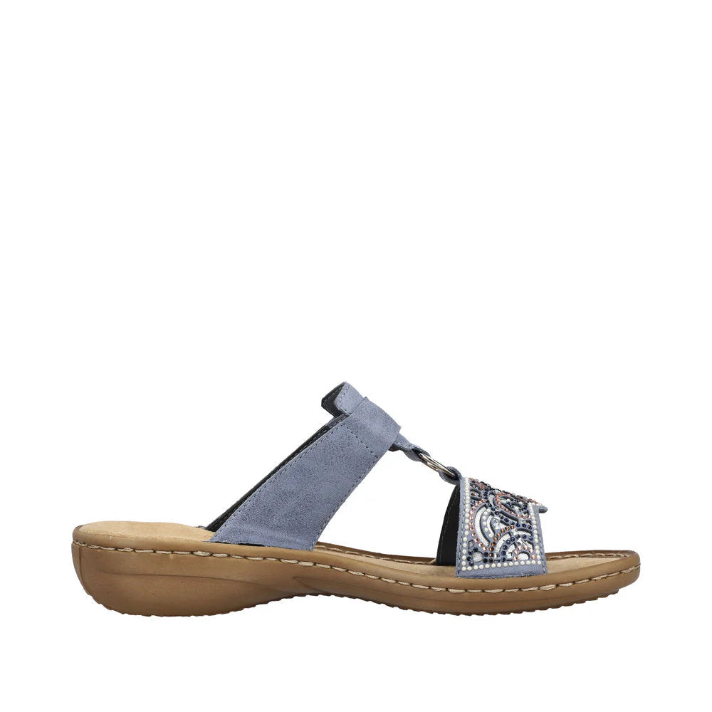 Rieker Women's Regina K2 Slide Sandal in Blue