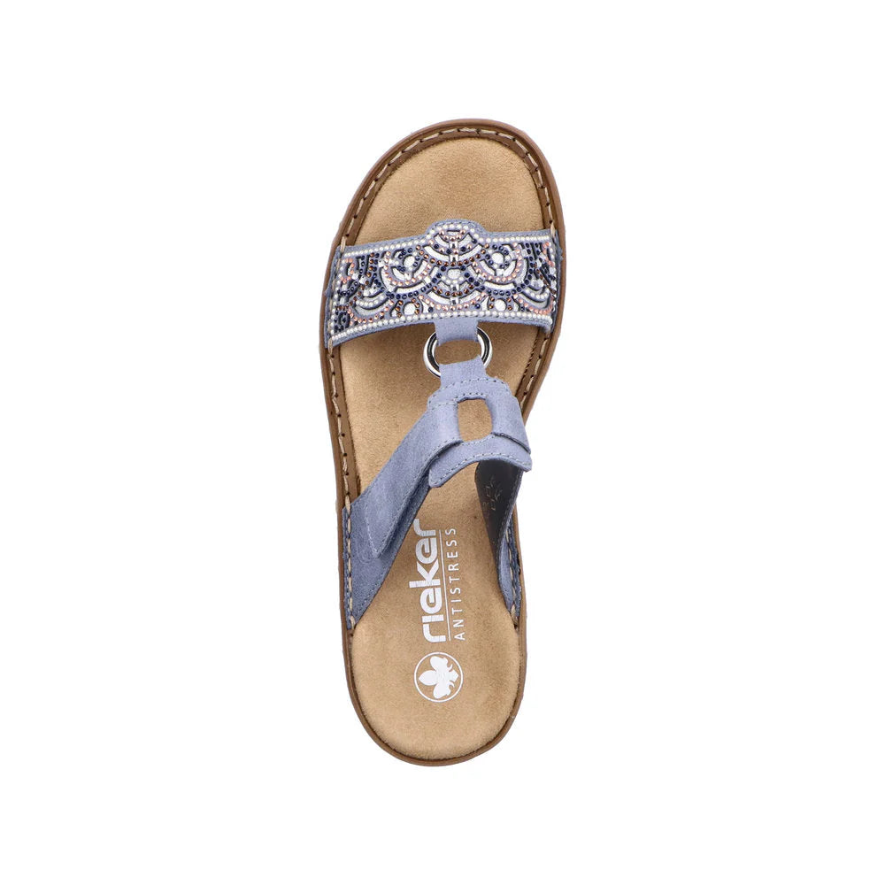 Rieker Women's Regina K2 Slide Sandal in Blue
