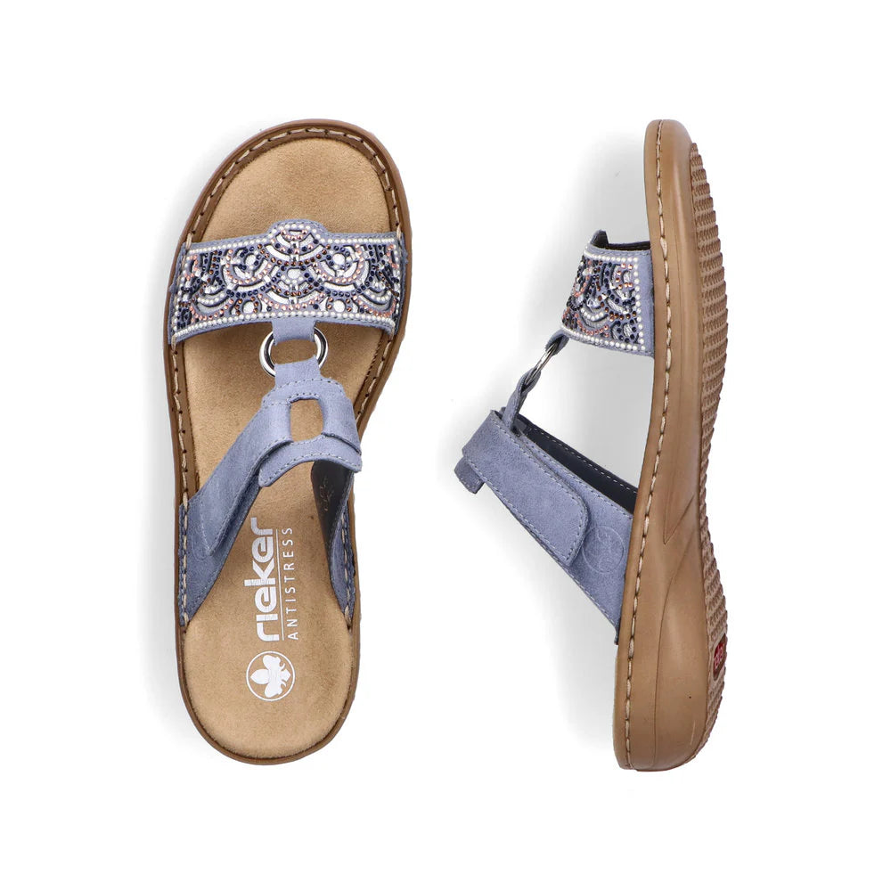 Rieker Women's Regina K2 Slide Sandal in Blue