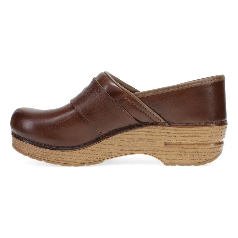 Dansko Women's Pearson Buckle Clog in Brown Waxy Leather
