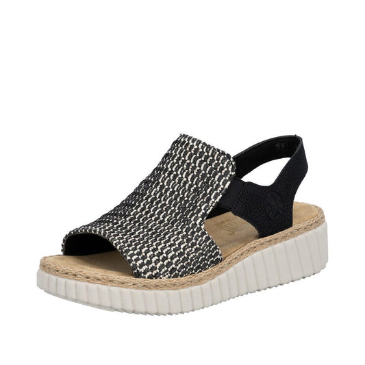 Rieker Women's Rachel 76 Sandal in Black Multi
