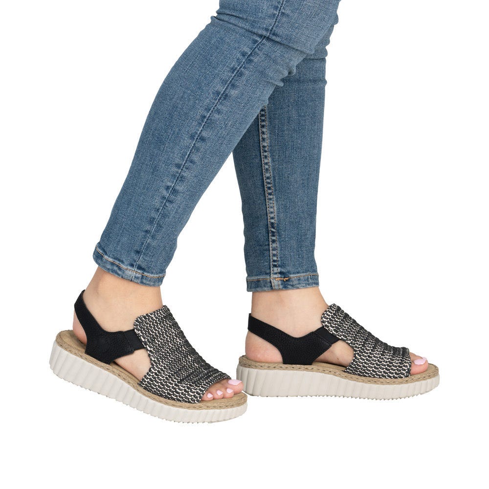 Rieker Women's Rachel 76 Sandal in Black Multi