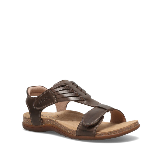 Taos Women's Wonderful Woven Leather Sandal in Mocha