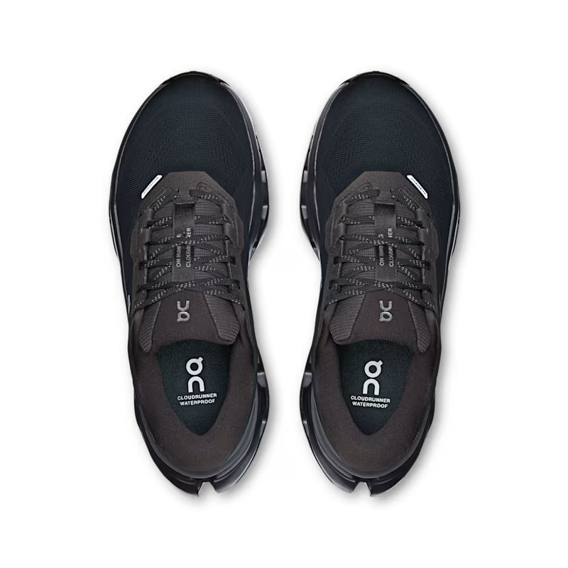 On Women's Cloudrunner 3 Waterproof Sneaker in Black/Black