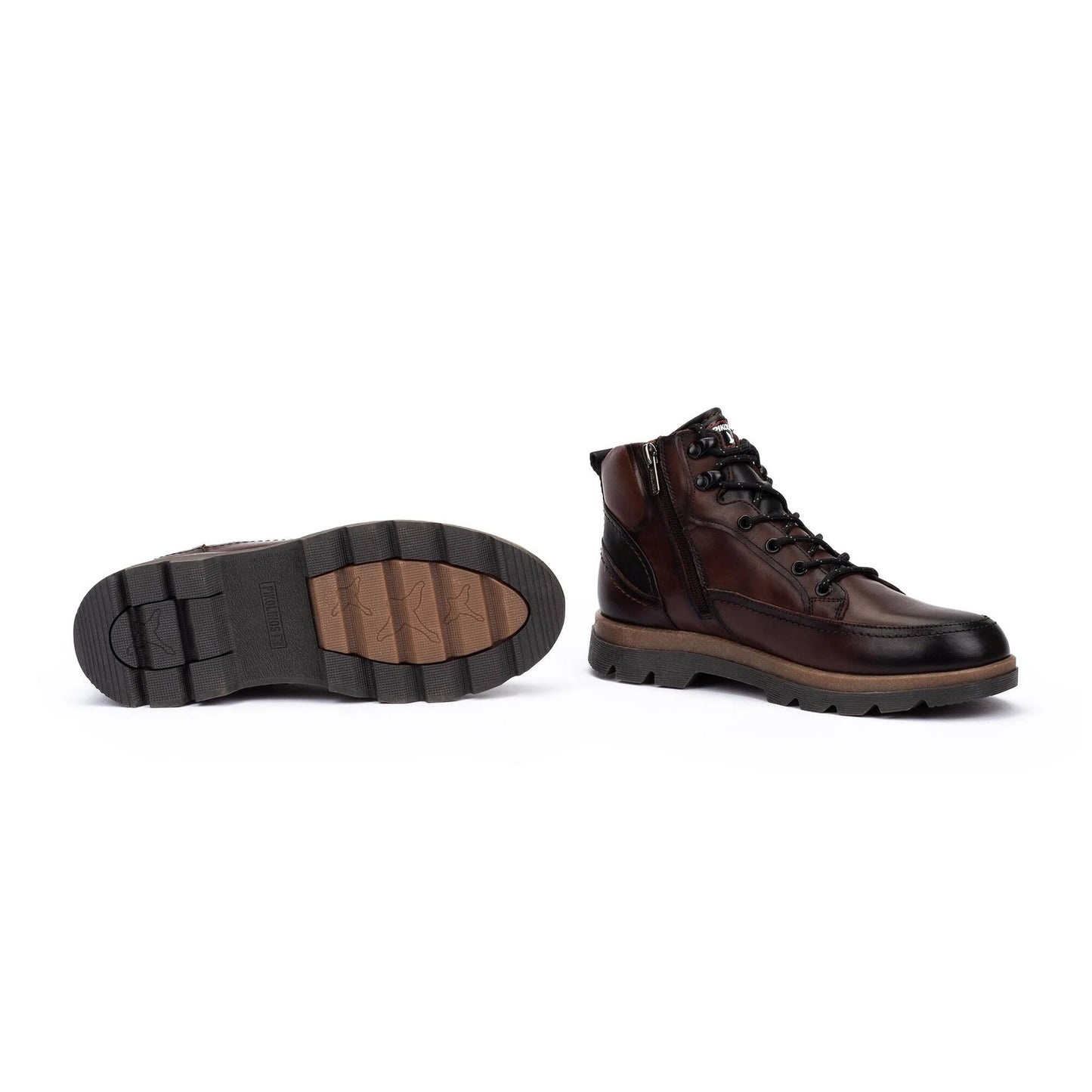 Pikolinos Men's Vigo Side Zip Lace Boot in Olmo Brown