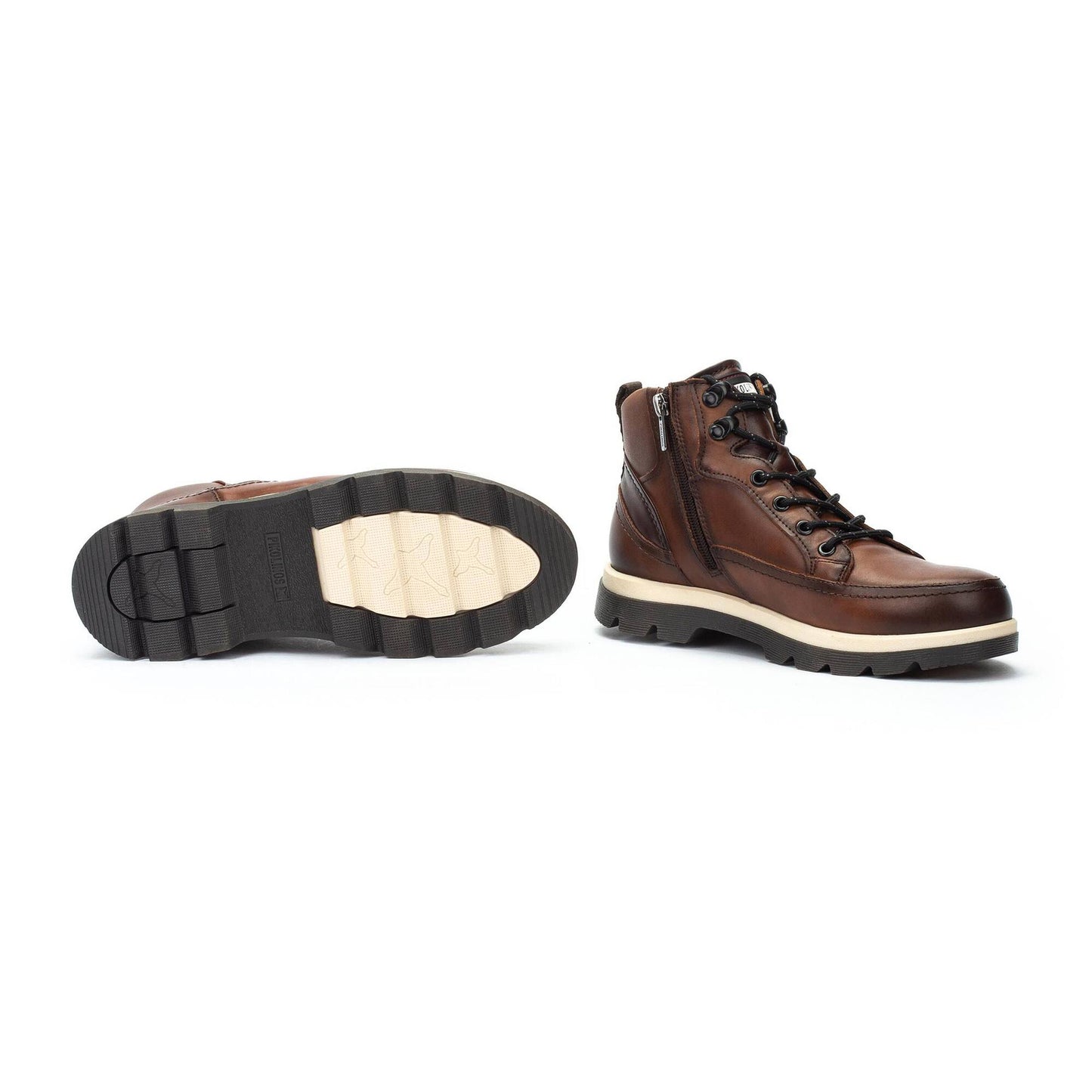 Pikolinos Men's Vigo Side Zip Lace Boot in Cuero Dark Tan