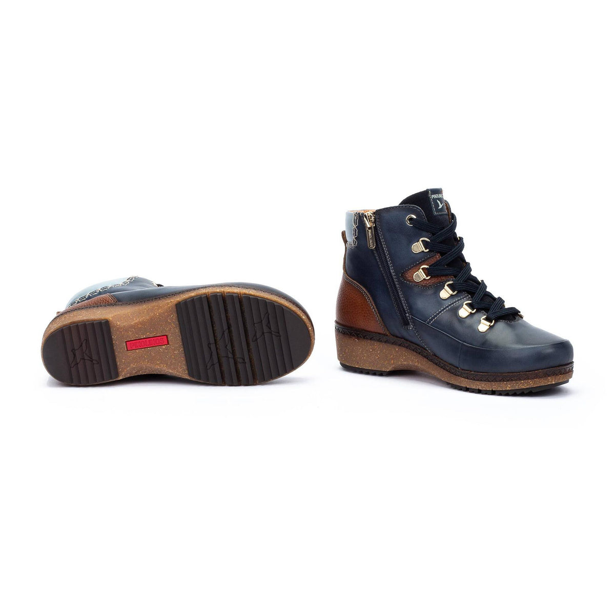 Pikolinos Women's Granada Side Zip Lace Boot in Blue