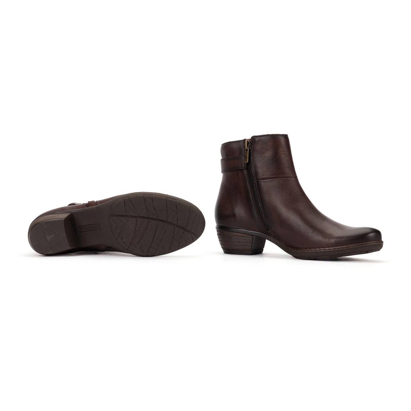 Pikolinos Women's Utiel Low Side Zip Heeled Boot in Caoba