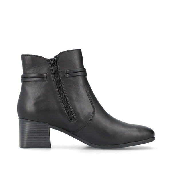 Rieker Women's Susi 73 Side Zip Heeled Boot in Black
