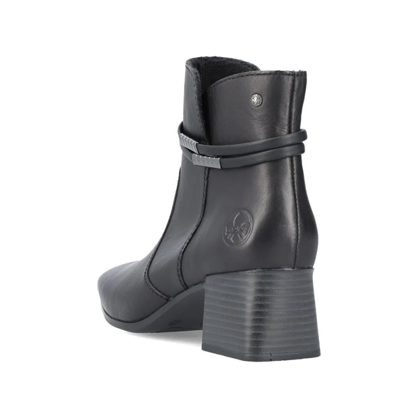 Rieker Women's Susi 73 Side Zip Heeled Boot in Black