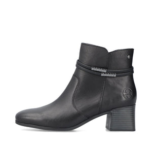 Rieker Women's Susi 73 Side Zip Heeled Boot in Black