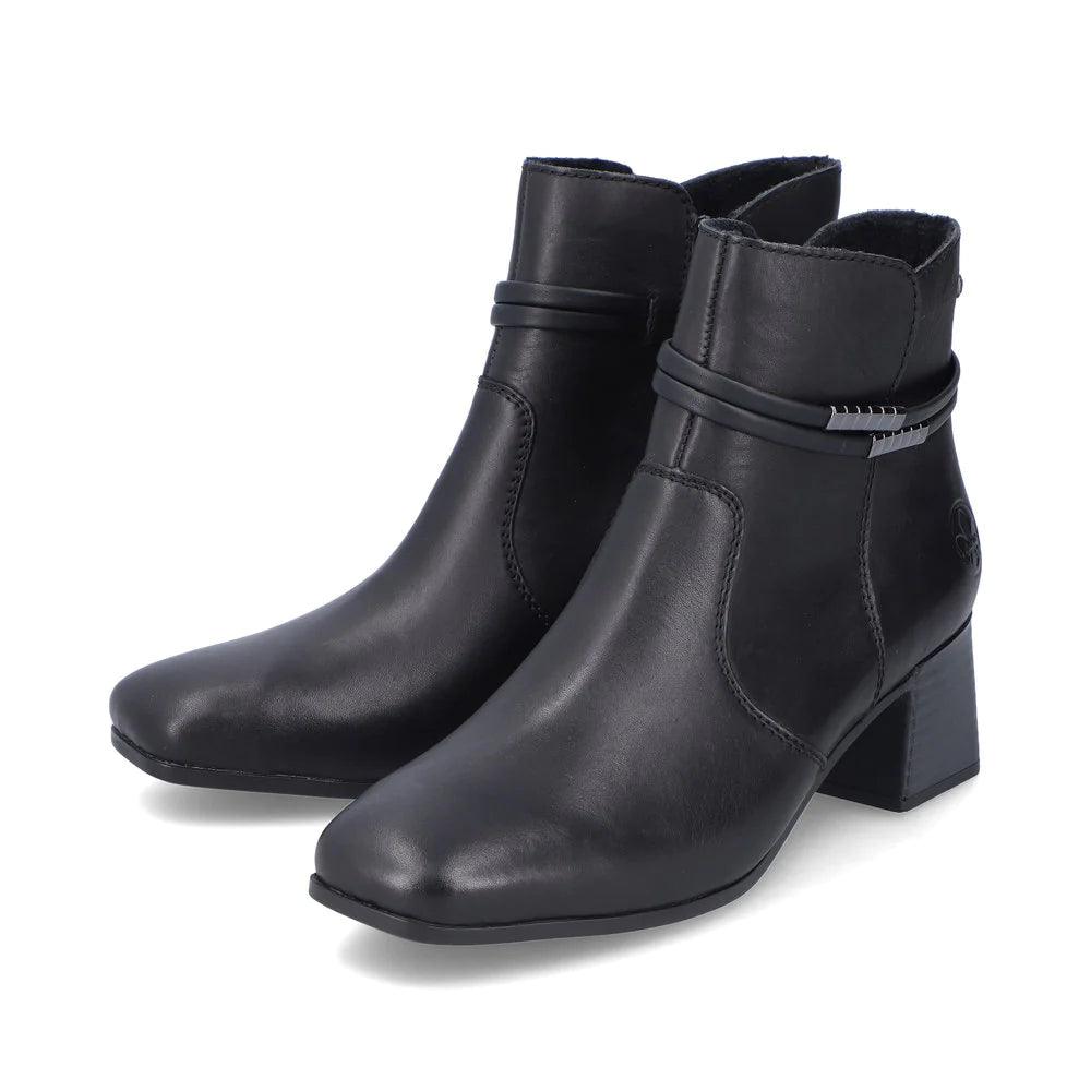 Rieker Women's Susi 73 Side Zip Heeled Boot (Black)