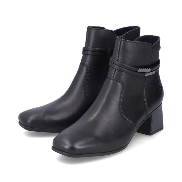 Rieker Women's Susi 73 Side Zip Heeled Boot in Black