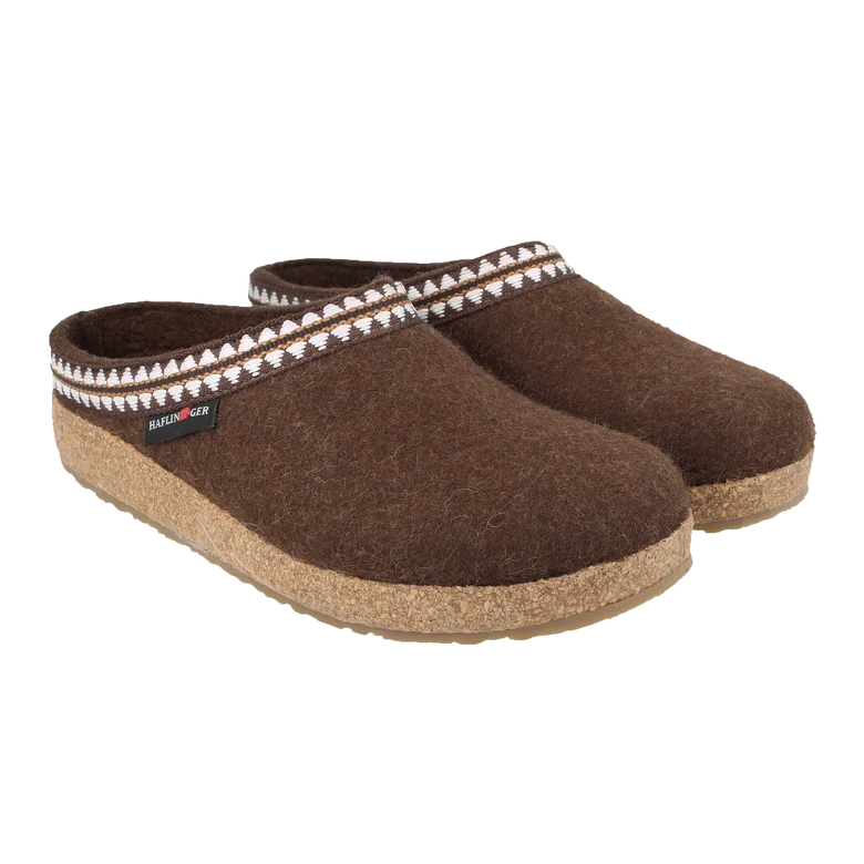 Haflinger Grizzly Lucky Boiled Wool Clog in Chocolate