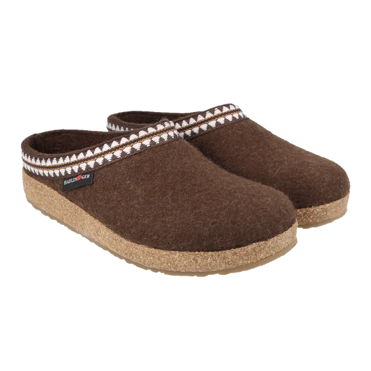 Haflinger Grizzly Lucky Boiled Wool Clog in Chocolate