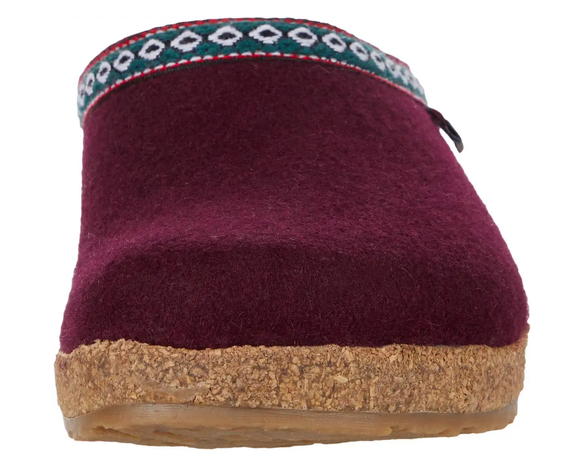 Heflinger Women's Grizzly ZigZag Wool Clog in Bordo