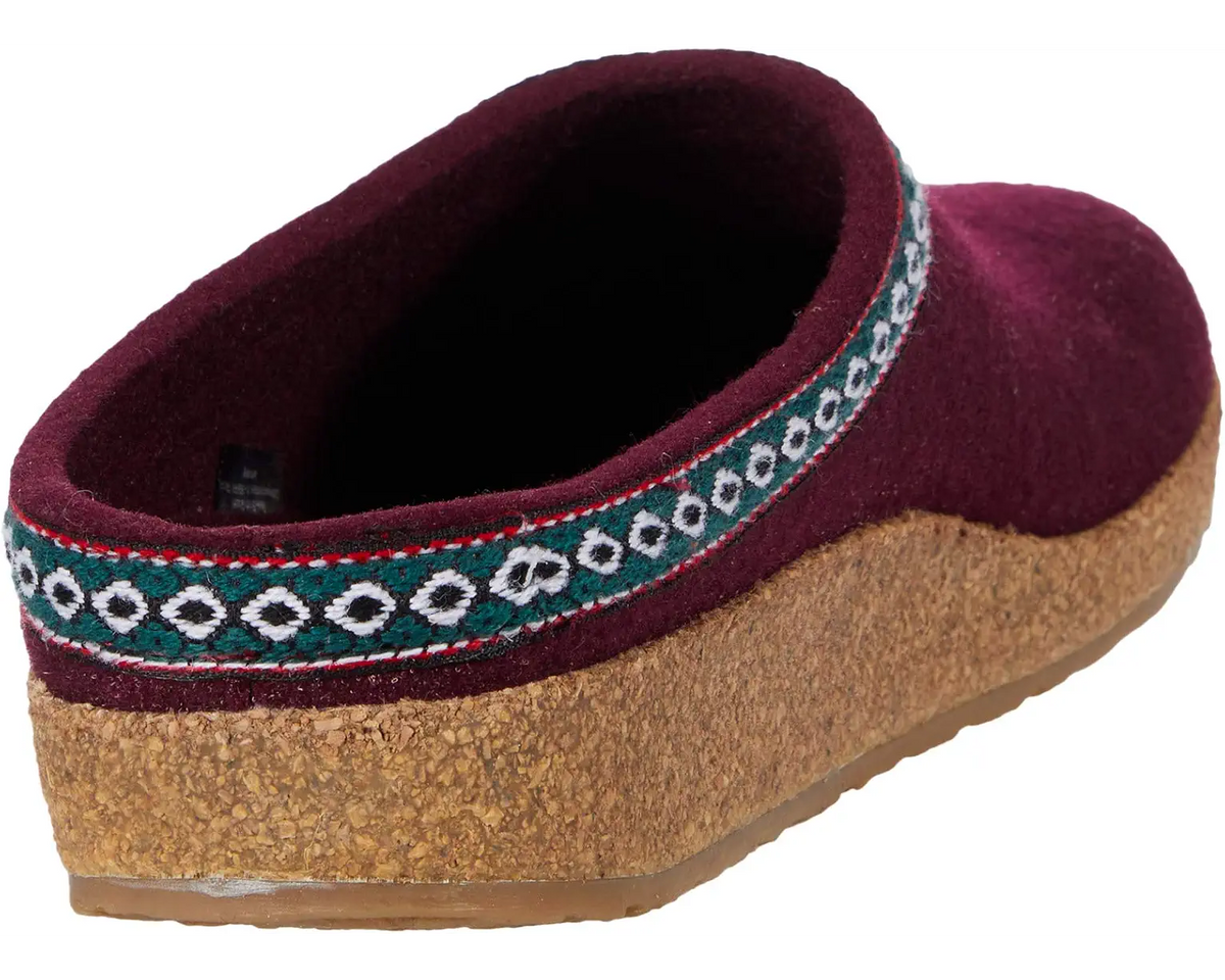 Heflinger Women's Grizzly ZigZag Wool Clog in Bordo