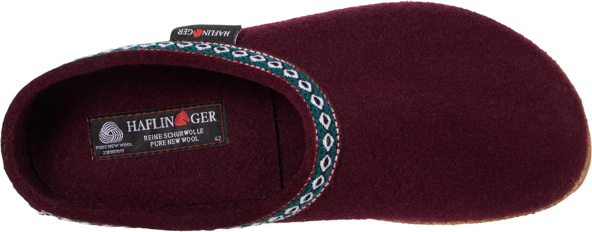 Heflinger Women's Grizzly ZigZag Wool Clog in Bordo