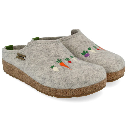 Haflinger Women's Roots Wool Clog in Silver Grey
