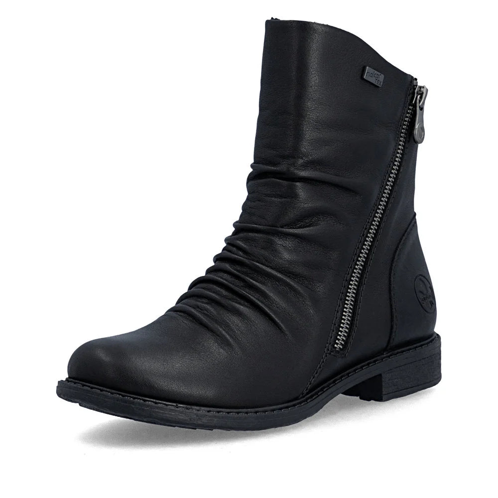 Rieker Women's Ornella 53 Double Side Zip Waterproof Boot in Black