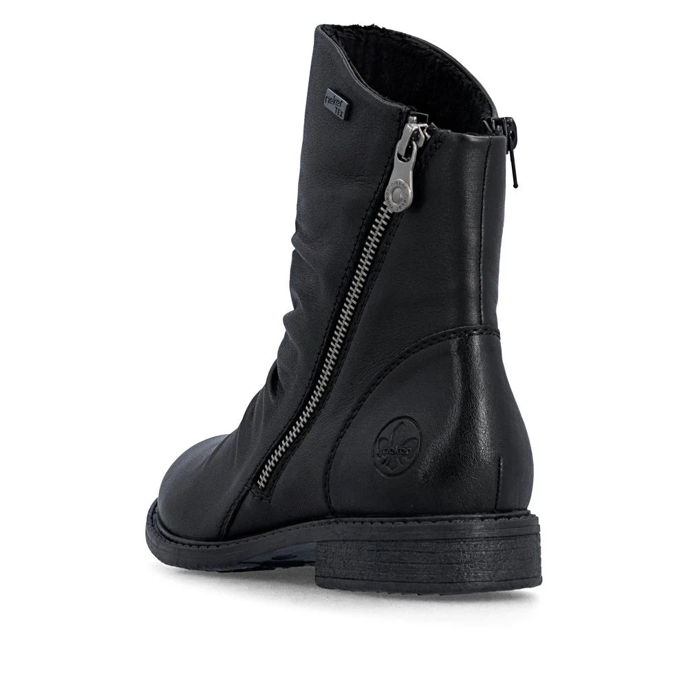 Rieker Women's Ornella 53 Double Side Zip Waterproof Boot in Black