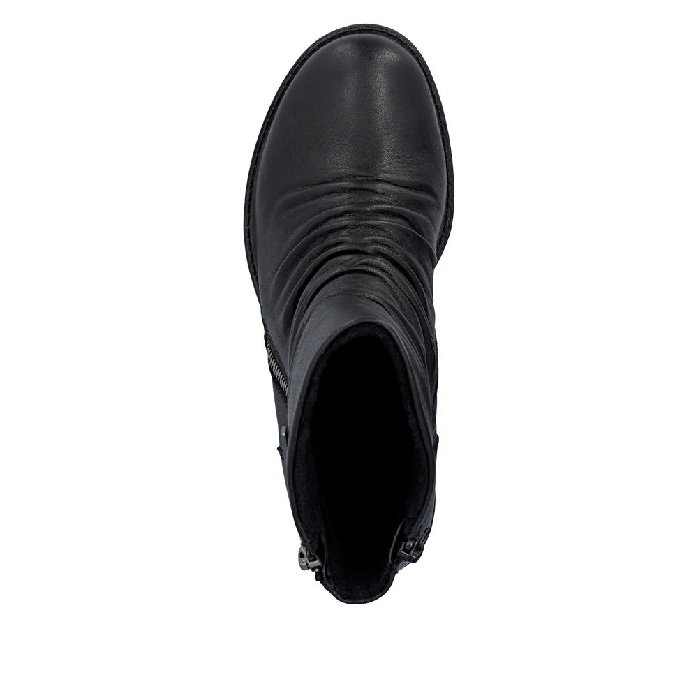 Rieker Women's Ornella 53 Double Side Zip Waterproof Boot in Black