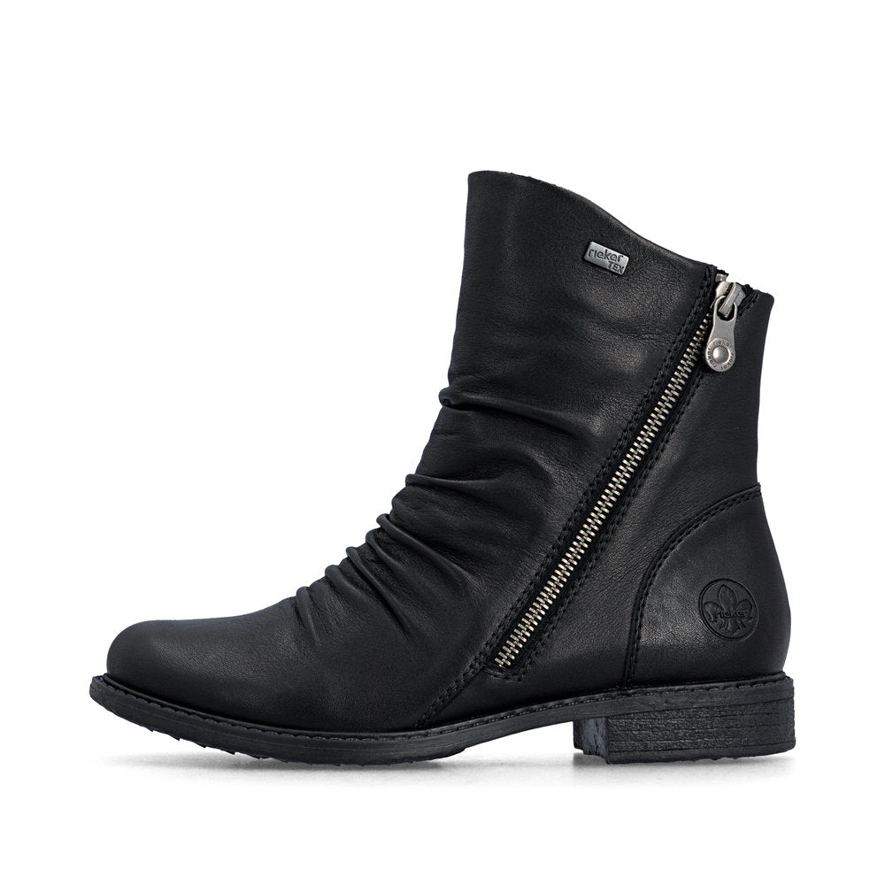 Rieker Women's Ornella 53 Double Side Zip Waterproof Boot in Black