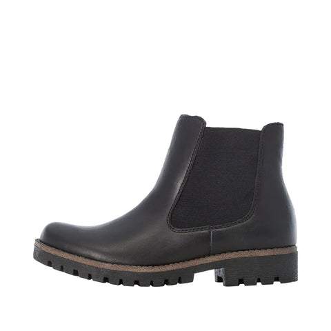 Rieker Women's Payton 70 Side Zip Leather Chelsea Boot in Black