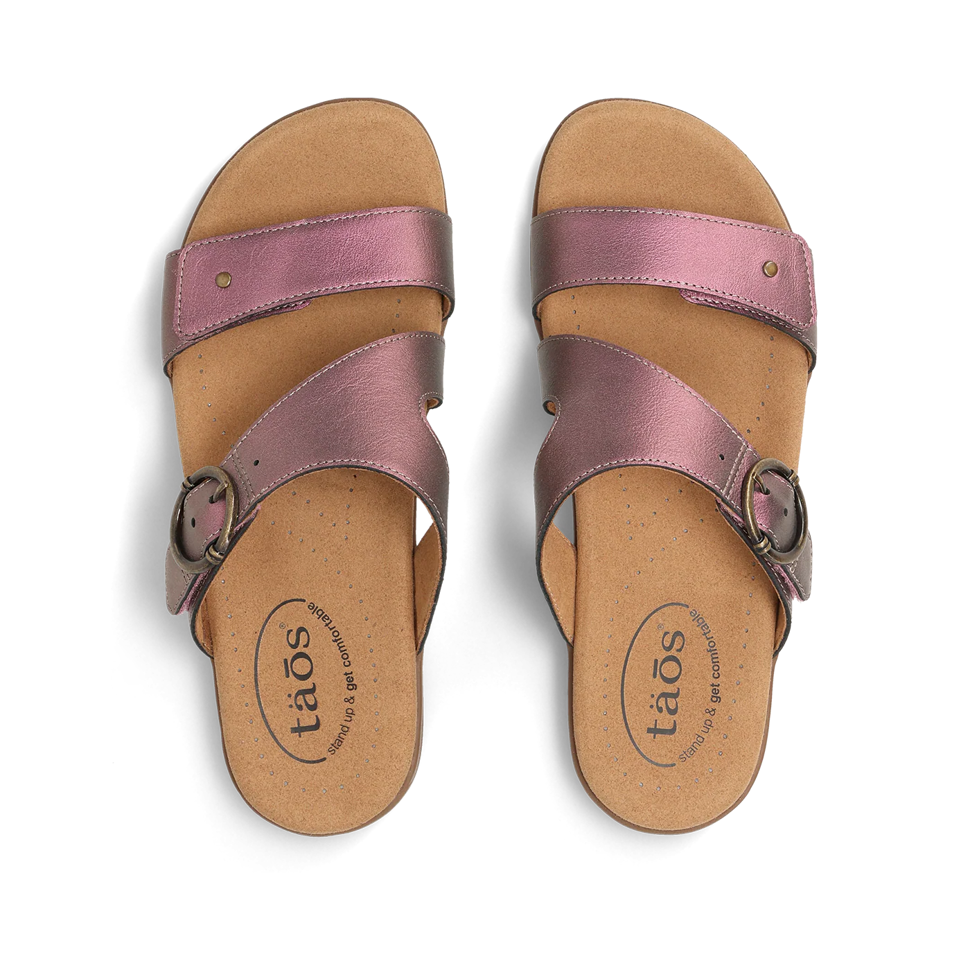 Taos Women's Westside Slip On Slide Sandal in Violet Metallic